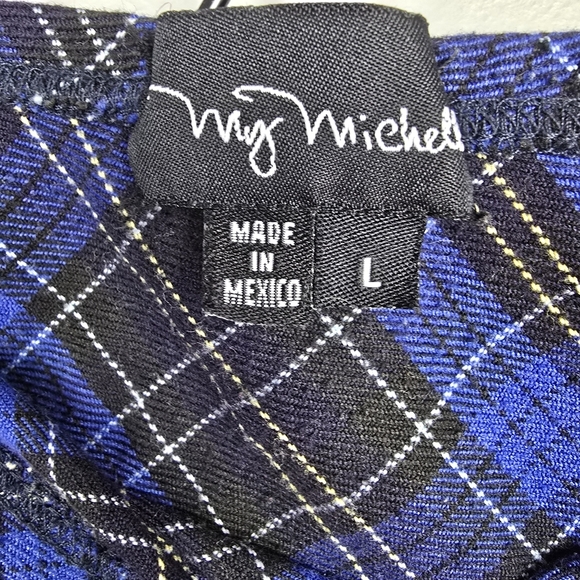 MY‎ MICHELLE Plaid Mini Skirt Blue Black Womens Size L Schoolgirl Academia - Picture 3 of 8